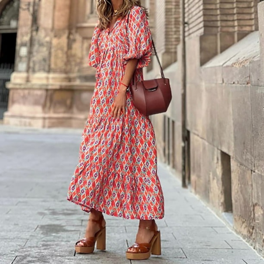 Beautiful Dress Sz XS red with gold Lurex YCoo Paris